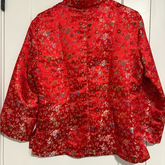 Vietnamese Chinese Floral Red‎ Traditional Top Size Large - Picture 4 of 8